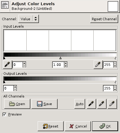The GIMP's levels tool